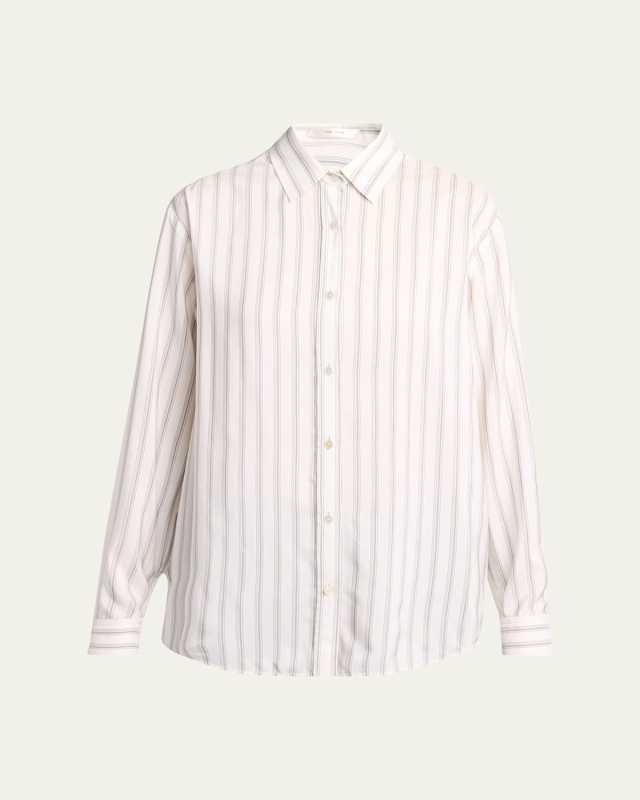 Eirlys Striped Silk Button-Down Shirt